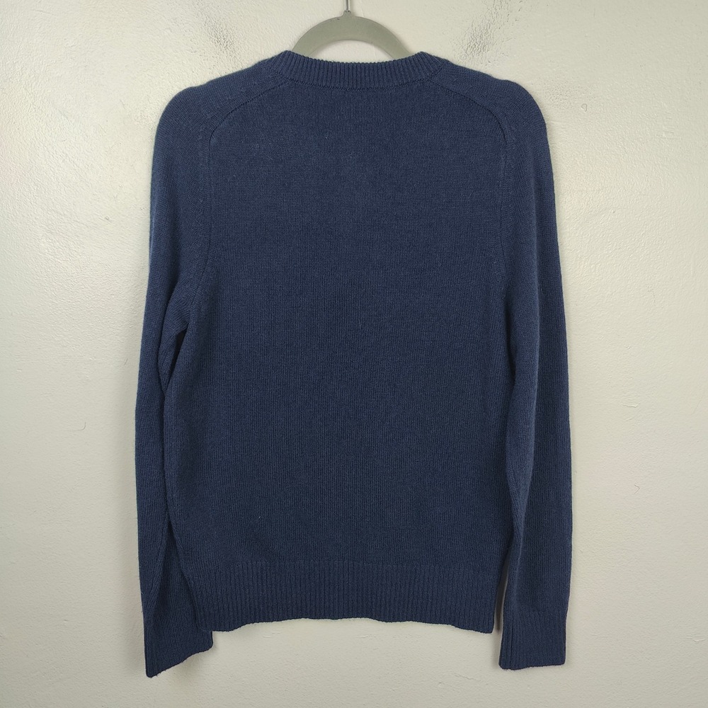 J Crew Henley Sweater Mens Small Navy Blue Lambswool Blend Knit Preppy - Picture 4 of 10